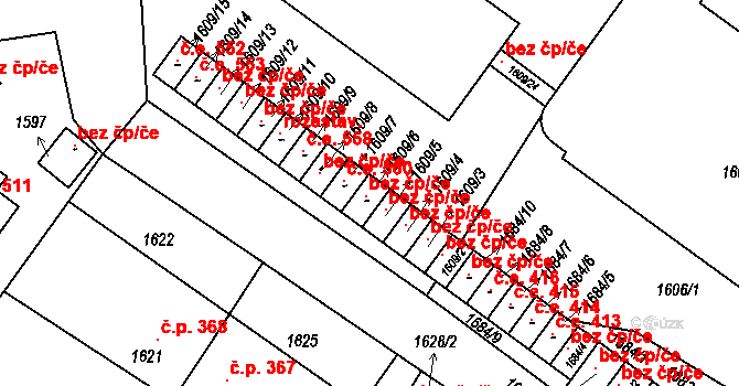 Jedovnice 561 na parcele st. 1609/6 v KÚ Jedovnice, Katastrální mapa