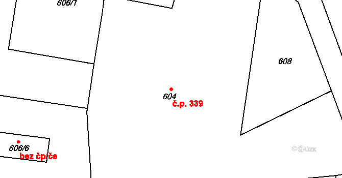 Fulnek 339 na parcele st. 604 v KÚ Fulnek, Katastrální mapa