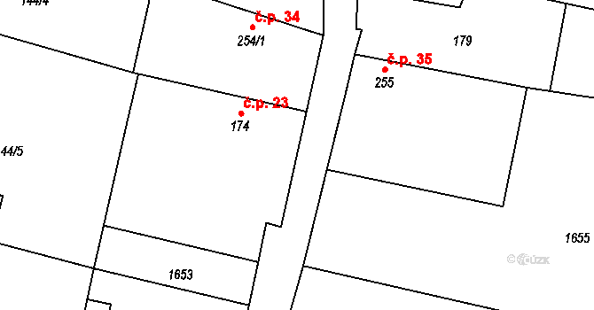 Heřmanov 23, Kolešovice na parcele st. 174 v KÚ Kolešovice, Katastrální mapa