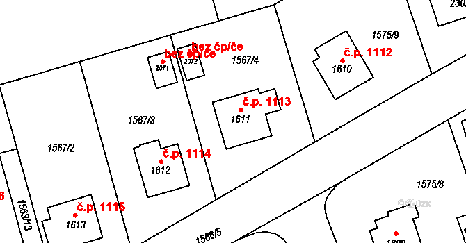 Humpolec 1113 na parcele st. 1611 v KÚ Humpolec, Katastrální mapa