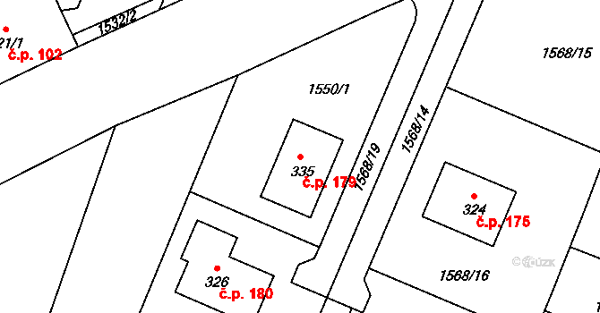 Vitín 179 na parcele st. 335 v KÚ Vitín, Katastrální mapa