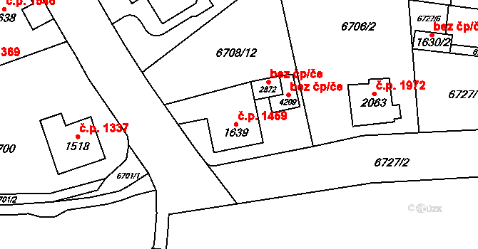 Žatec 1459 na parcele st. 1639 v KÚ Žatec, Katastrální mapa