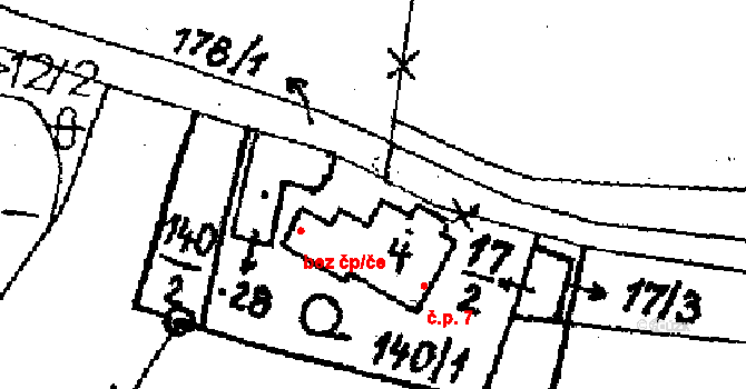 Kvasetice 7, Květinov na parcele st. 4 v KÚ Kvasetice u Květinova, Katastrální mapa