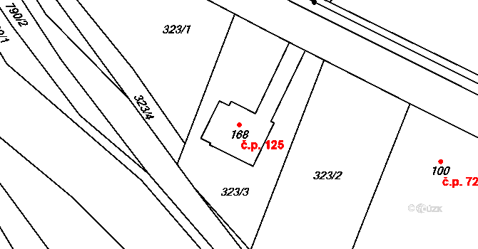 Pulice 125, Dobruška na parcele st. 168 v KÚ Pulice, Katastrální mapa