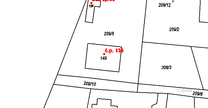 Olešnice 136 na parcele st. 149 v KÚ Olešnice u Rychnova nad Kněžnou, Katastrální mapa