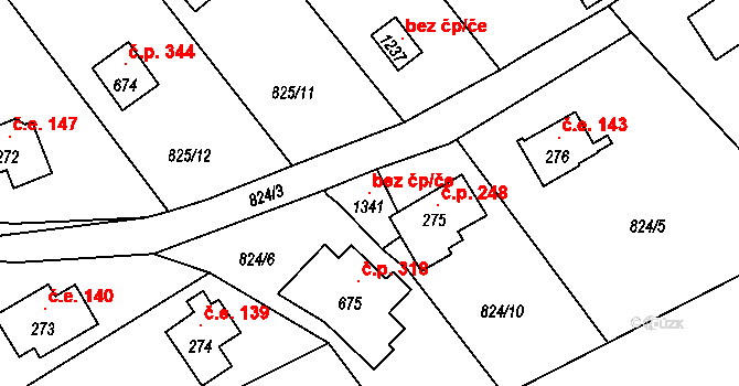 Pyšely 97776041 na parcele st. 1341 v KÚ Pyšely, Katastrální mapa