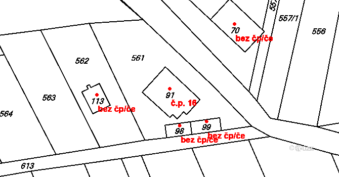Sulimov 16 na parcele st. 91 v KÚ Sulimov, Katastrální mapa