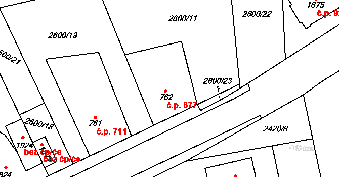 Dobřany 677 na parcele st. 762 v KÚ Dobřany, Katastrální mapa