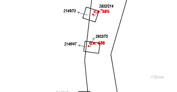 Lančov 436 na parcele st. 2932/75 v KÚ Lančov, Katastrální mapa