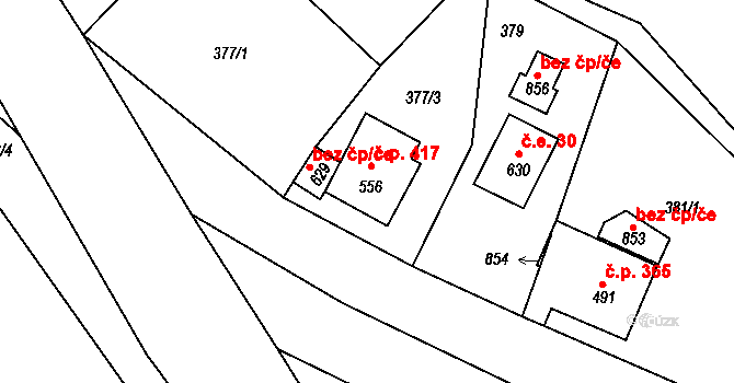 Bečov nad Teplou 417 na parcele st. 556 v KÚ Bečov nad Teplou, Katastrální mapa