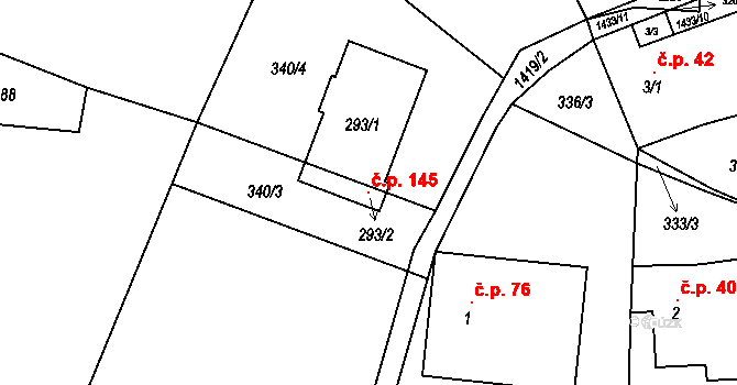 Široký Důl 145 na parcele st. 293/1 v KÚ Široký Důl, Katastrální mapa