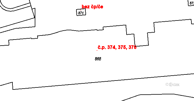 Ohrazenice 374,375,376, Pardubice na parcele st. 868 v KÚ Ohrazenice, Katastrální mapa
