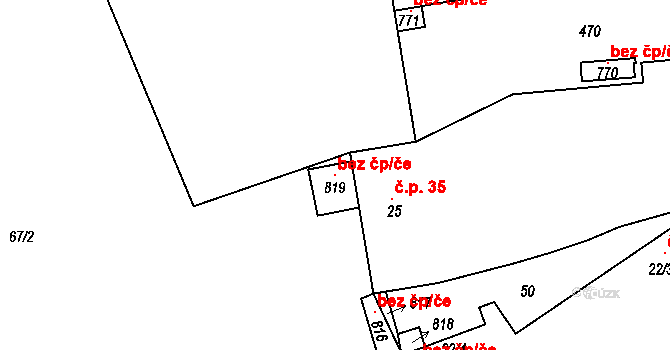 Sibřina 121689042 na parcele st. 819 v KÚ Sibřina, Katastrální mapa