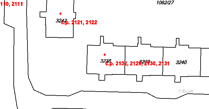 Nymburk 2129,2130,2131,2132 na parcele st. 3238 v KÚ Nymburk, Katastrální mapa