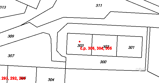 Žandov 304,305,306 na parcele st. 301 v KÚ Žandov u České Lípy, Katastrální mapa
