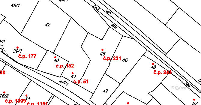 Svatobořice 231, Svatobořice-Mistřín na parcele st. 45 v KÚ Svatobořice, Katastrální mapa
