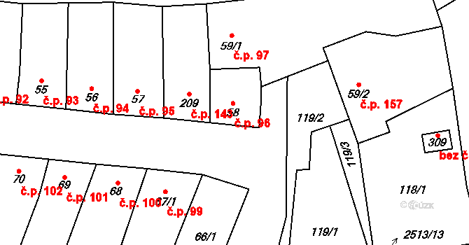 Chvalkovice na Hané 96, Ivanovice na Hané na parcele st. 58 v KÚ Chvalkovice na Hané, Katastrální mapa