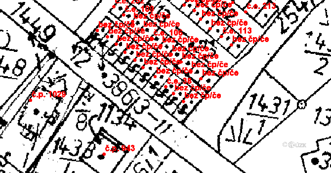 Kamenický Šenov 38 na parcele st. 386/9 v KÚ Kamenický Šenov, Katastrální mapa