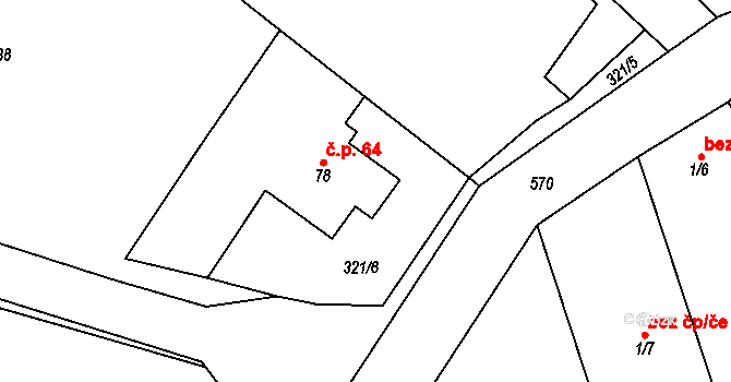 Chotiměř 64 na parcele st. 78 v KÚ Chotiměř, Katastrální mapa