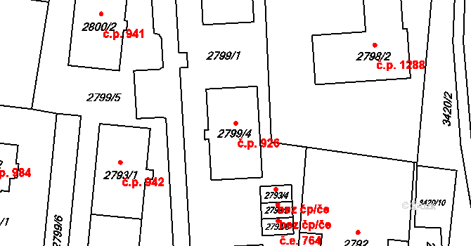 Poruba 926, Orlová na parcele st. 2799/4 v KÚ Poruba u Orlové, Katastrální mapa