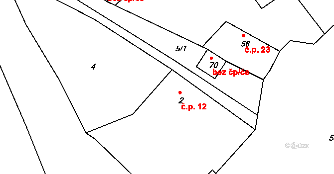 Chvalčovice 12, Bílá na parcele st. 2 v KÚ Chvalčovice, Katastrální mapa