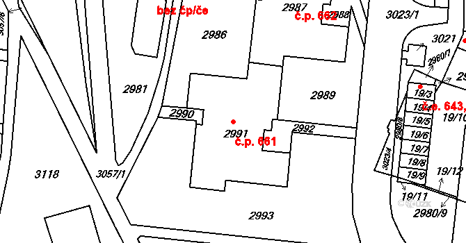 Bohunice 661, Brno na parcele st. 2991 v KÚ Bohunice, Katastrální mapa