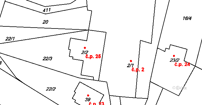 Chabrovice 2, Skopytce na parcele st. 2/1 v KÚ Chabrovice, Katastrální mapa