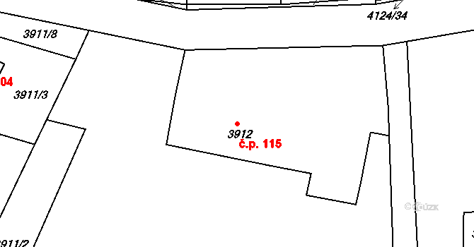 Lískovec 115, Frýdek-Místek na parcele st. 3912 v KÚ Lískovec u Frýdku-Místku, Katastrální mapa