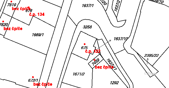Cheb 122 na parcele st. 675 v KÚ Cheb, Katastrální mapa