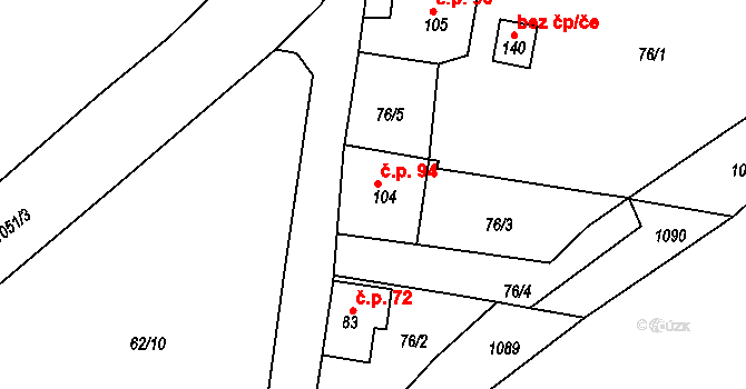Libnov 94, Krajková na parcele st. 104 v KÚ Libnov, Katastrální mapa