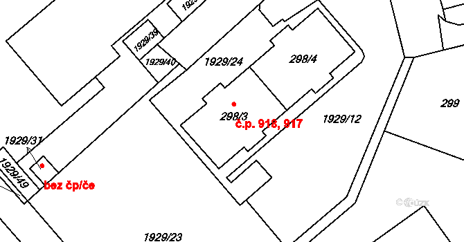 Kamýk 917,918, Praha na parcele st. 298/3 v KÚ Kamýk, Katastrální mapa