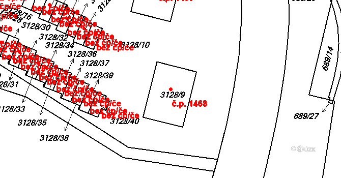 Dejvice 1468, Praha na parcele st. 3128/9 v KÚ Dejvice, Katastrální mapa
