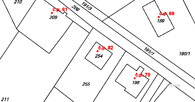 Jílové 82, Hodkovice nad Mohelkou na parcele st. 254 v KÚ Jílové u Hodkovic nad Mohelkou, Katastrální mapa