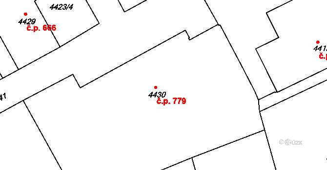 Liberec III-Jeřáb 779, Liberec na parcele st. 4430 v KÚ Liberec, Katastrální mapa