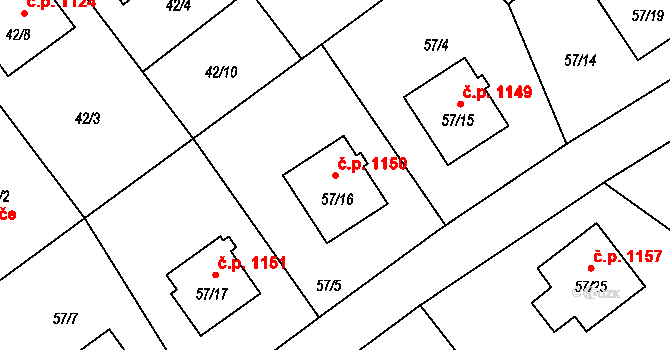 Ráj 1150, Karviná na parcele st. 57/16 v KÚ Ráj, Katastrální mapa