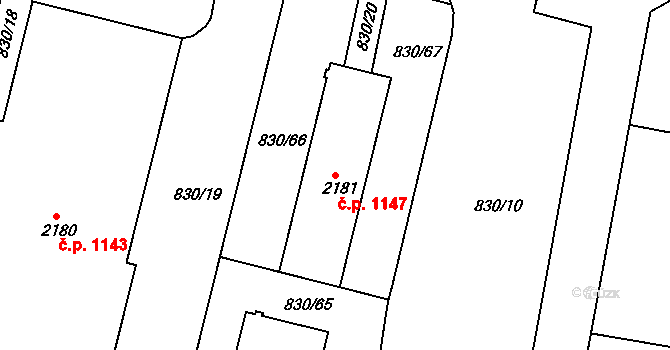 Prachatice II 1147, Prachatice na parcele st. 2181 v KÚ Prachatice, Katastrální mapa