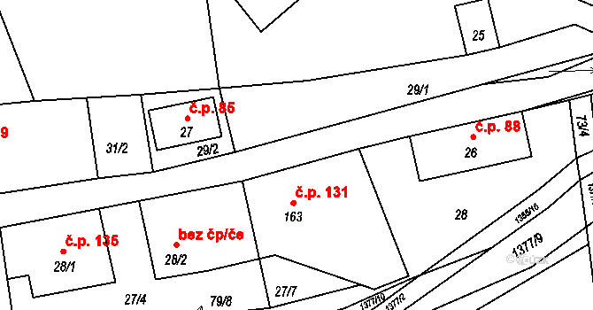 Heřmanov 131 na parcele st. 163 v KÚ Heřmanov, Katastrální mapa