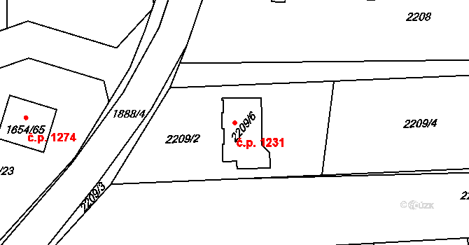 Šumbark 1231, Havířov na parcele st. 2209/6 v KÚ Šumbark, Katastrální mapa