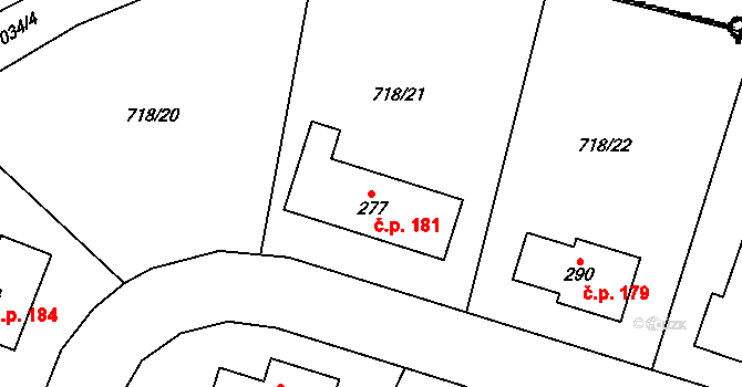 Mašovice 181 na parcele st. 277 v KÚ Mašovice u Znojma, Katastrální mapa