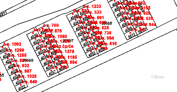 Chomutov 890 na parcele st. 4052 v KÚ Chomutov I, Katastrální mapa