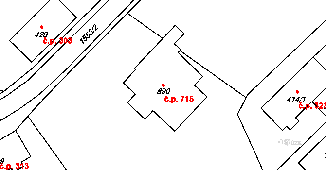 Holýšov 715 na parcele st. 890 v KÚ Holýšov, Katastrální mapa