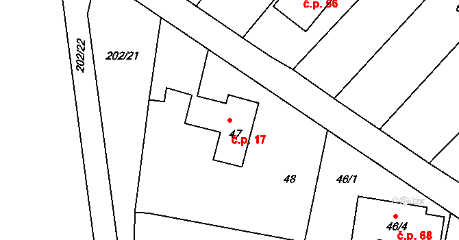 Číměř 17 na parcele st. 47 v KÚ Číměř nad Jihlavou, Katastrální mapa