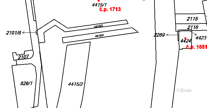 Pražské Předměstí 1713, Hradec Králové na parcele st. 4415/1 v KÚ Pražské Předměstí, Katastrální mapa