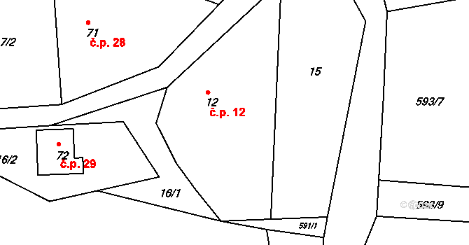 Křešice 12, Olbramovice na parcele st. 12 v KÚ Křešice u Olbramovic, Katastrální mapa