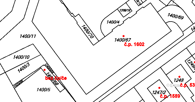 Uhříněves 735, Praha na parcele st. 1400/2 v KÚ Uhříněves, Katastrální mapa