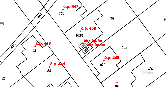 Ostrava 38202042 na parcele st. 103/2 v KÚ Svinov, Katastrální mapa