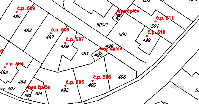 Libušín 38590042 na parcele st. 490 v KÚ Libušín, Katastrální mapa