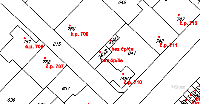 Neratovice 39359042 na parcele st. 749/2 v KÚ Neratovice, Katastrální mapa