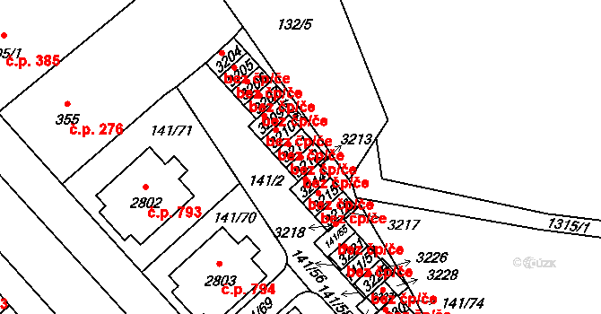 Mariánské Lázně 43067042 na parcele st. 3212 v KÚ Úšovice, Katastrální mapa