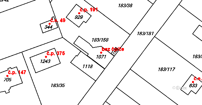 Svojetice 43565042 na parcele st. 1071 v KÚ Svojetice, Katastrální mapa